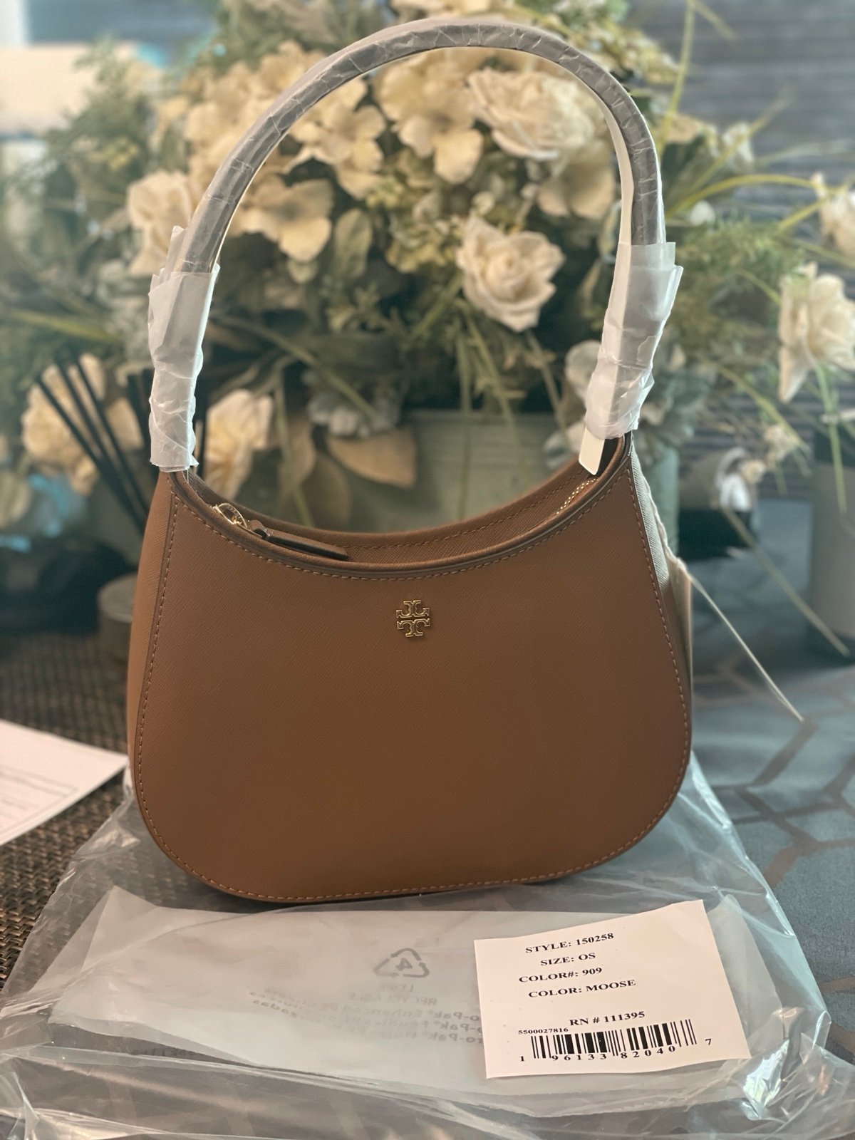ショルダーバッグ・ポシェット Tory Burch  Shoulder bag 'Emerson' stone grey NWT Tory Burch Emerson Zip Small Saffiano Leather Shoulder
