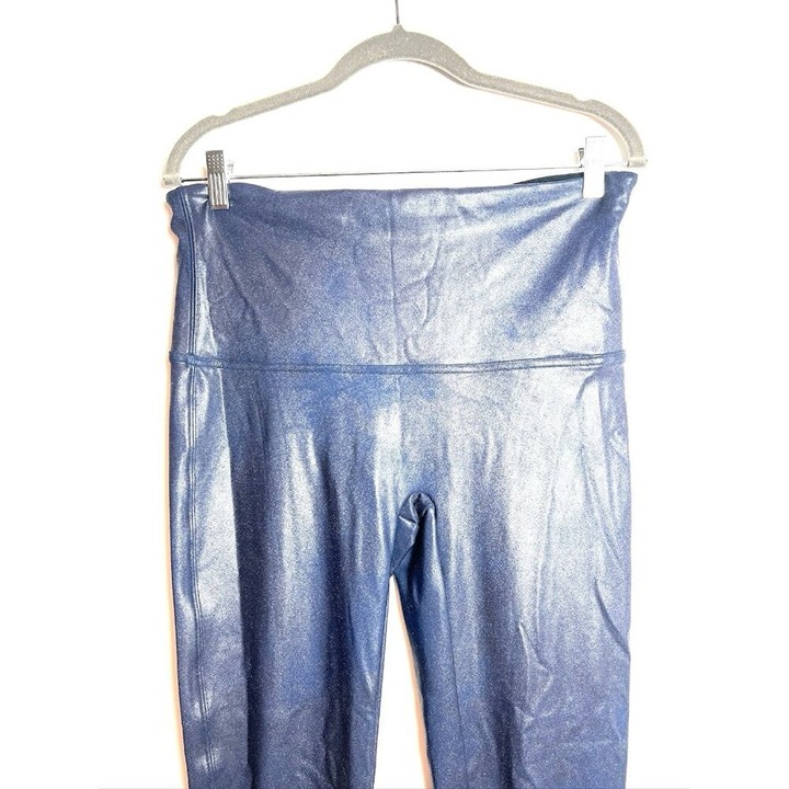 Spanx Faux Leather Leggings Blue Glossy Women’s 1X