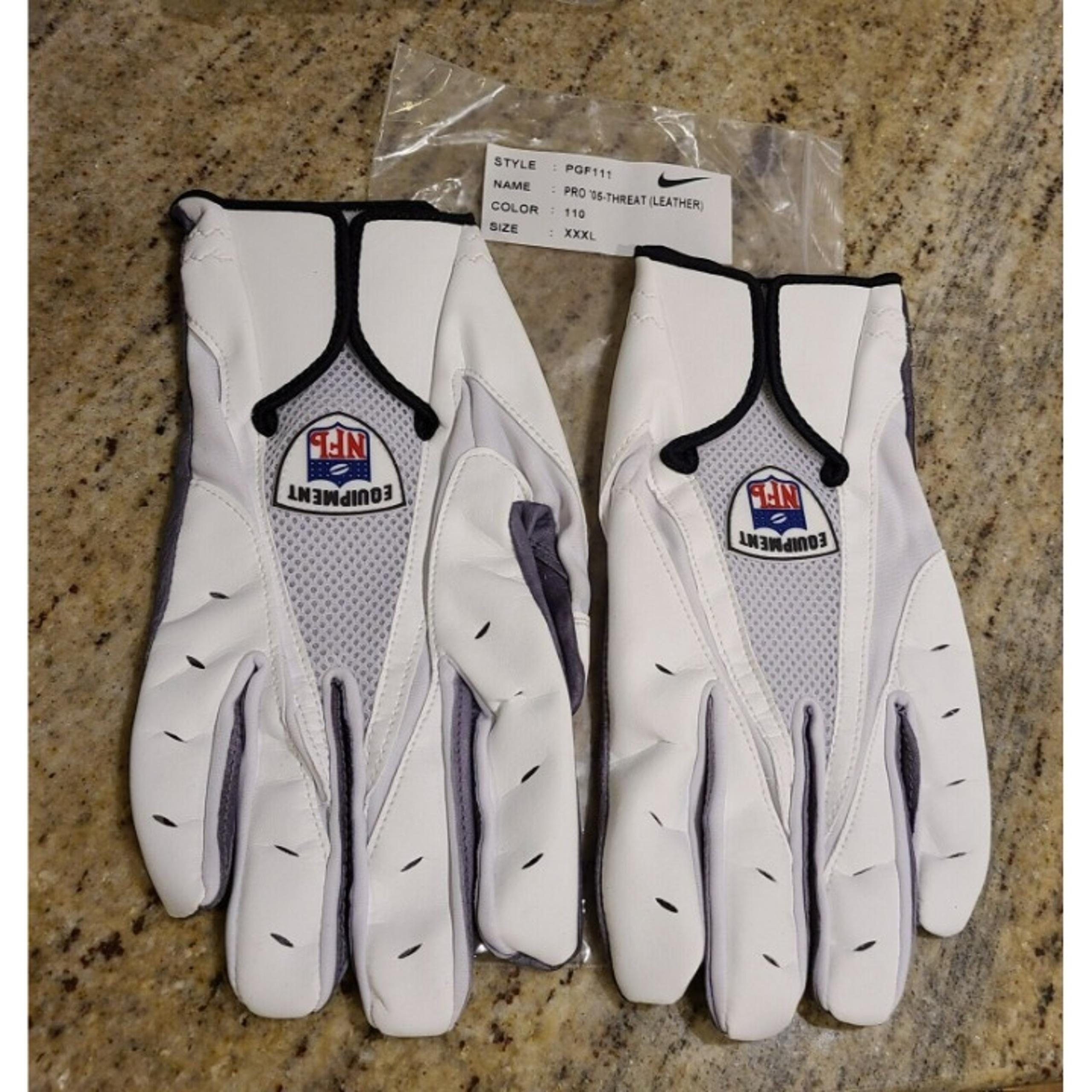Nike NFL Equipment Pro '05 Threat Size XXXL 3XL White Leather Gloves PFG111 READ