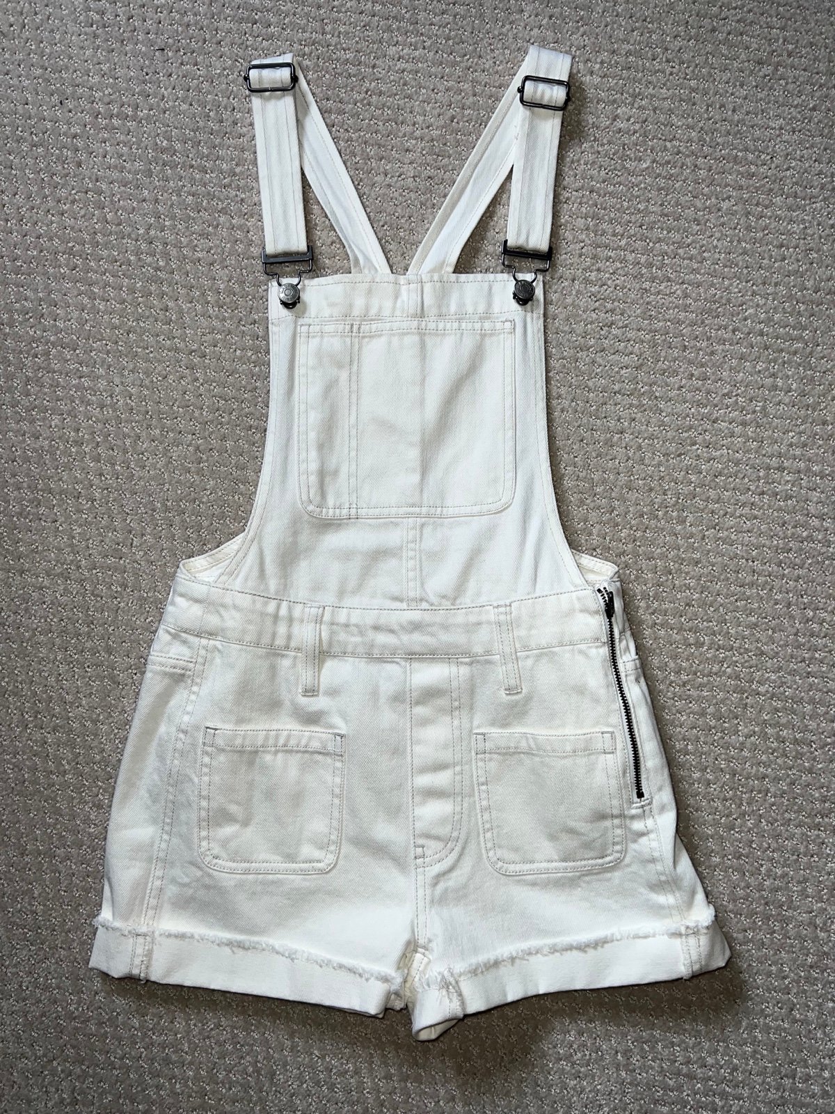 Madewell White Denim Short OVERALLS