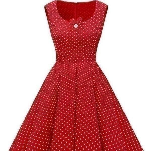Pinup Retro Vintage 1950s 60s Rockabilly Polka Dot Red Dress S, L, XL, XXL NWT