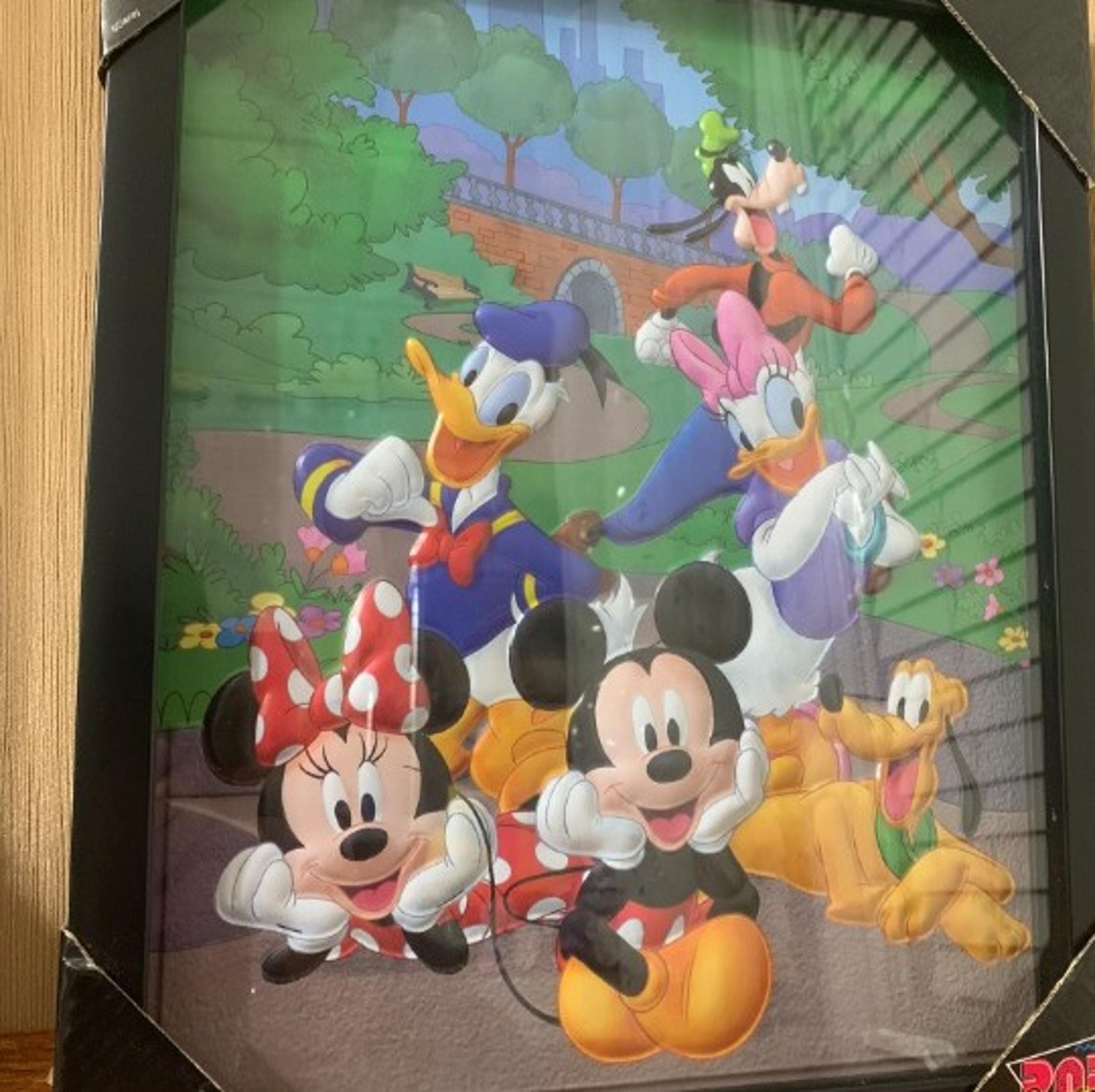Vintage Canvas Disney Mickey Mouse Hanging Wall Art Print Rare Collectable 1989