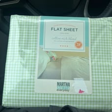 2002 Martha Stewart twin Flat Sheet Green Gingham Mix & Match Collection NEW!