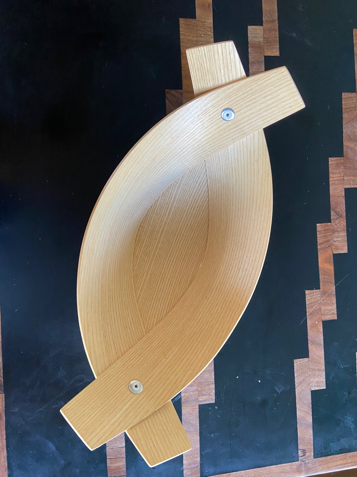 Vintage 80s Fruit Wooden Bowl