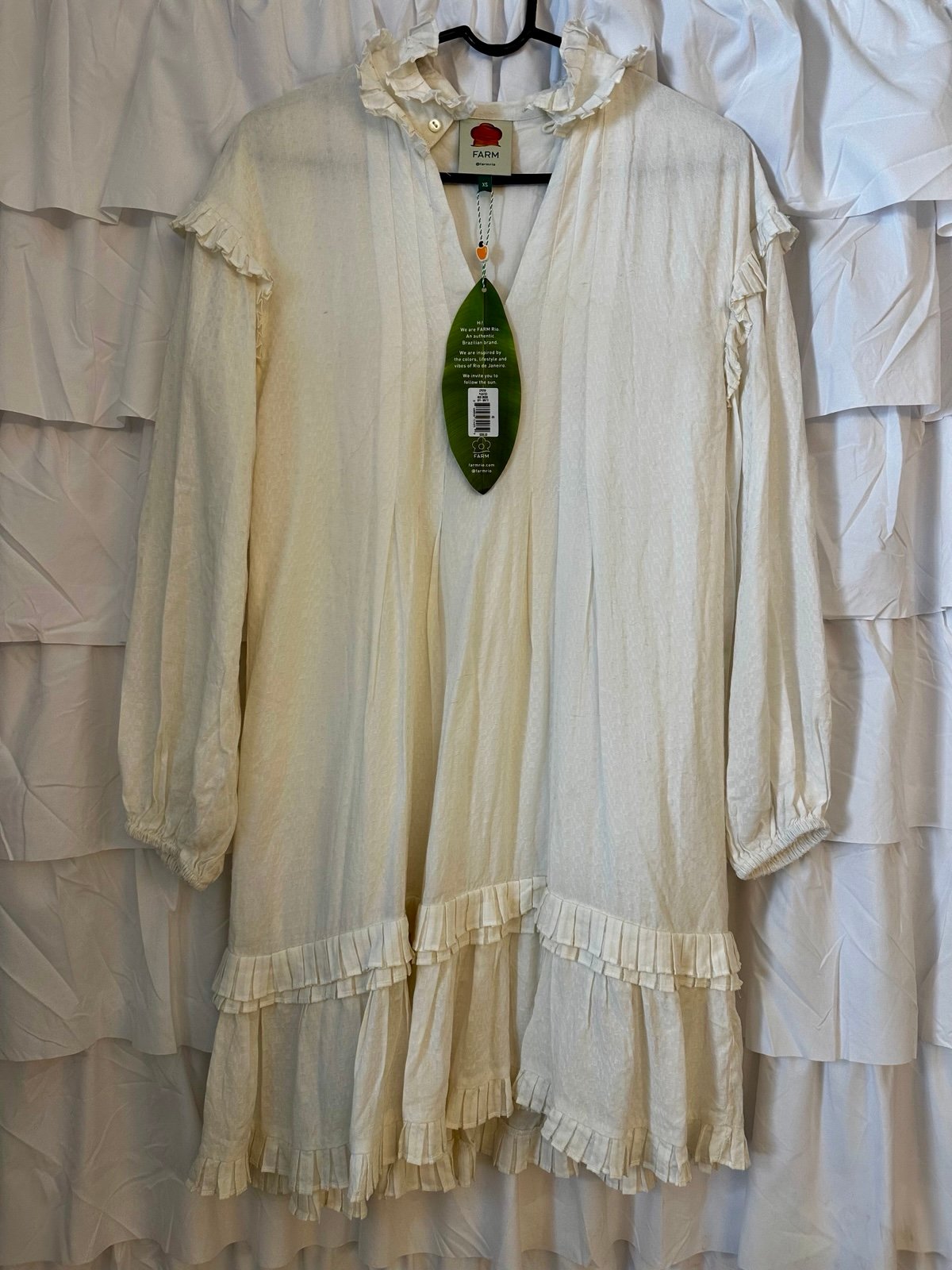NWT Farm Rio Pleated Midi Dress Off White