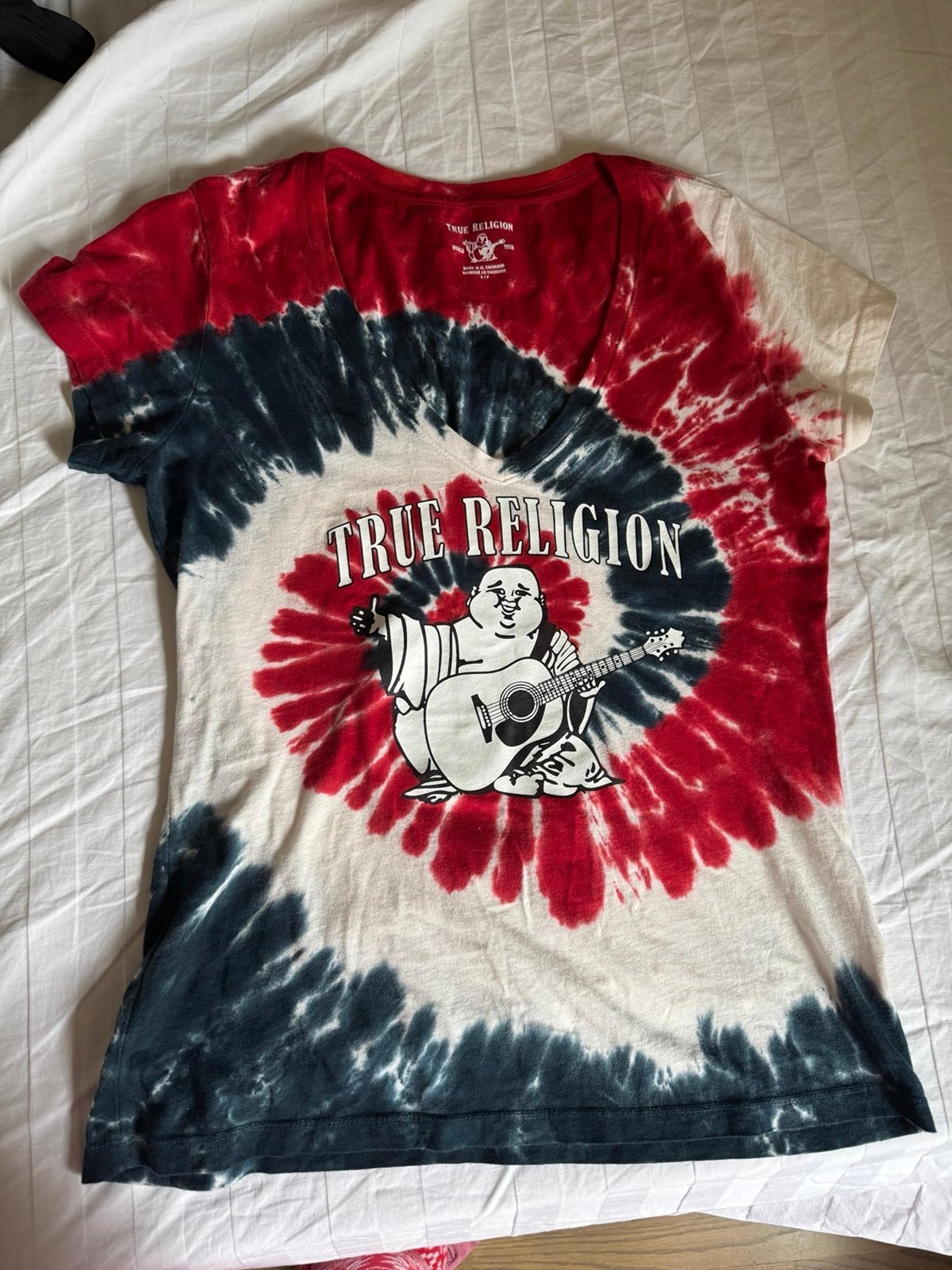 True Religion Womens Red White Blue Tie Dye