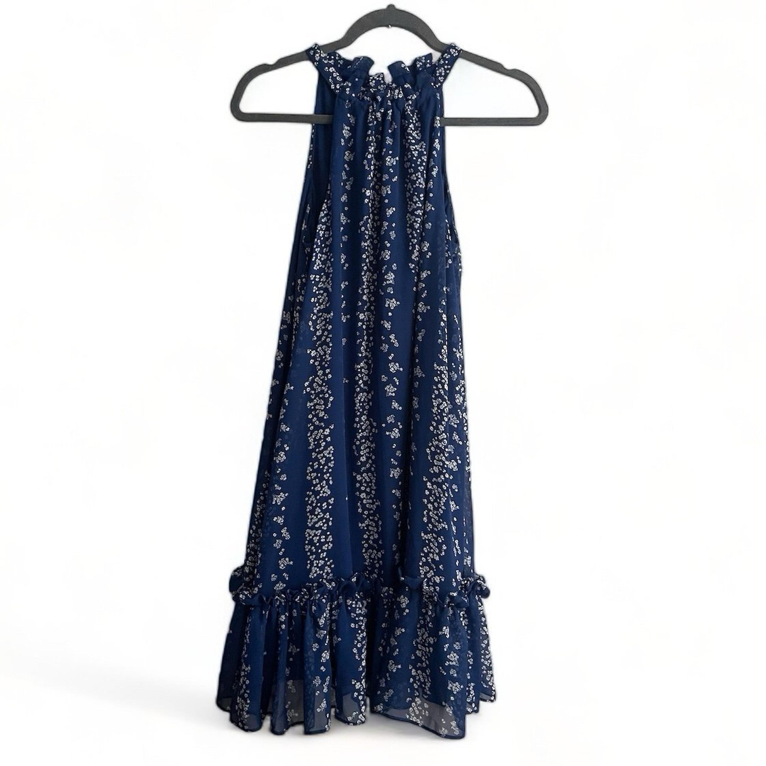BCBG navy floral halter dress