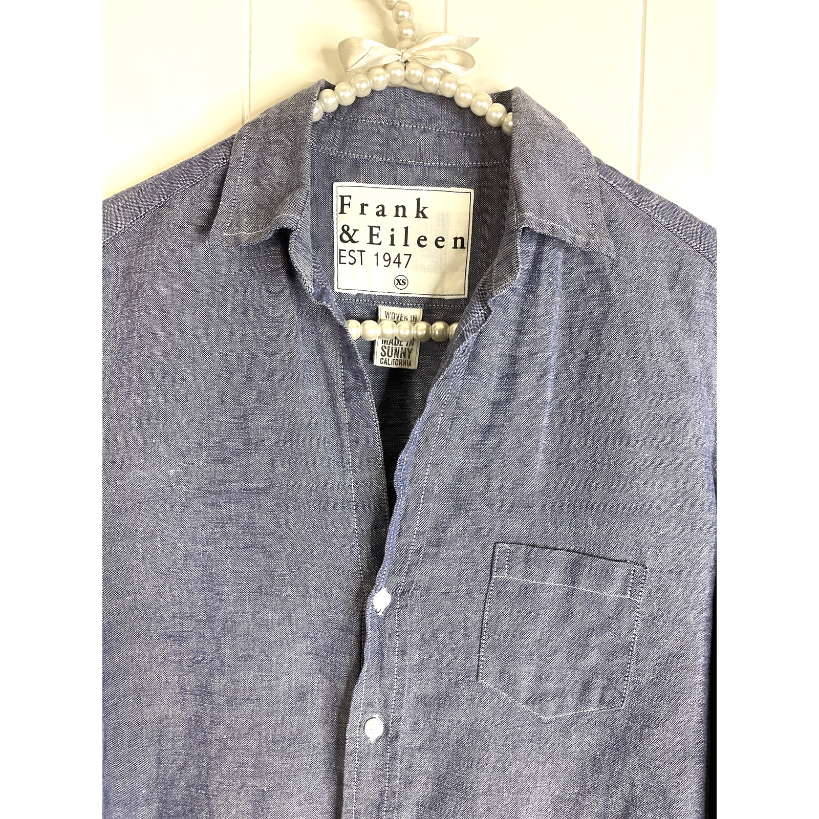 Frank & Eileen Eileen Button Front Linen/Cotton Blend Long Sleeve Size XS