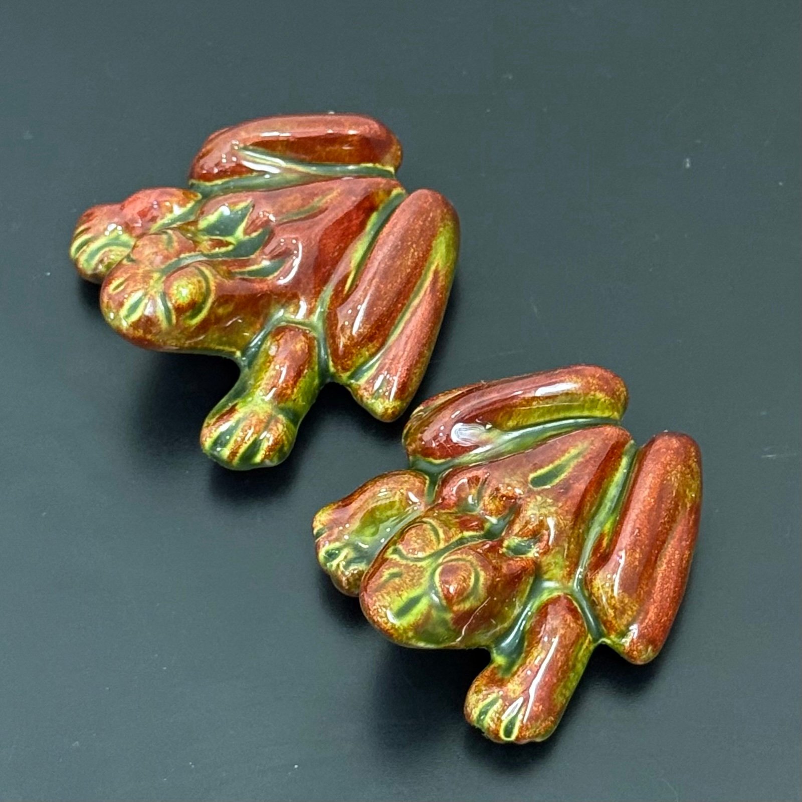 Vintage Funny Pair of Ceramic Frog Figurines
