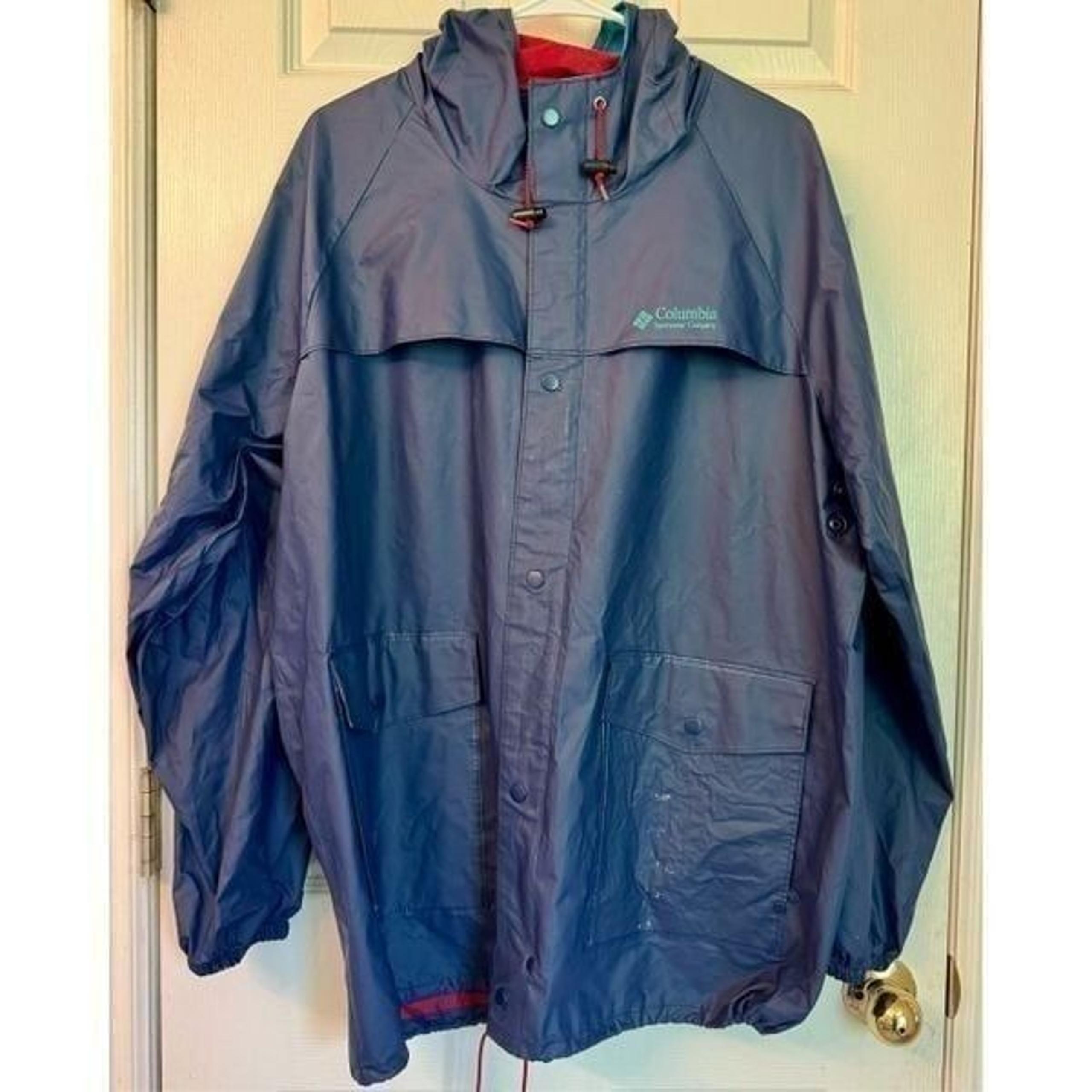 Vintage 90’s Columbia Soft Bill Hood Durable Classic Men’s Raincoat Size Large