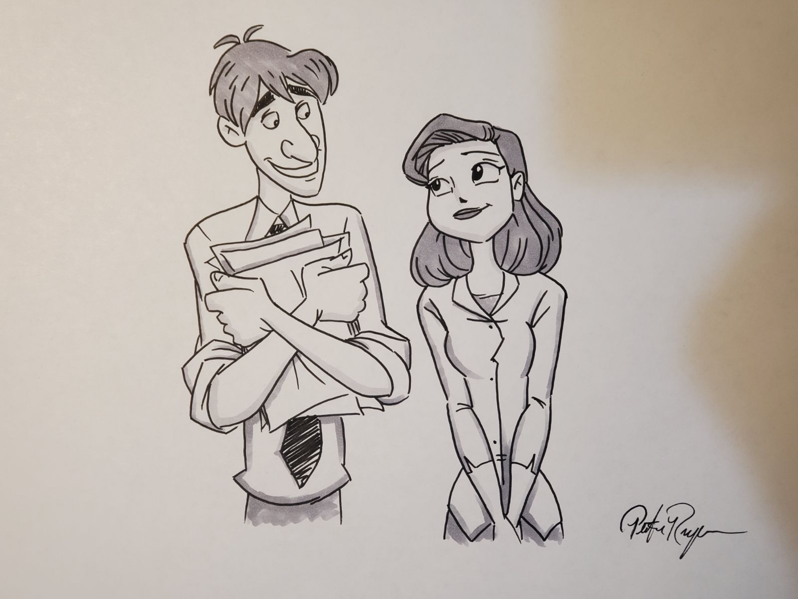 Disney Paperman Ink drawing sketch