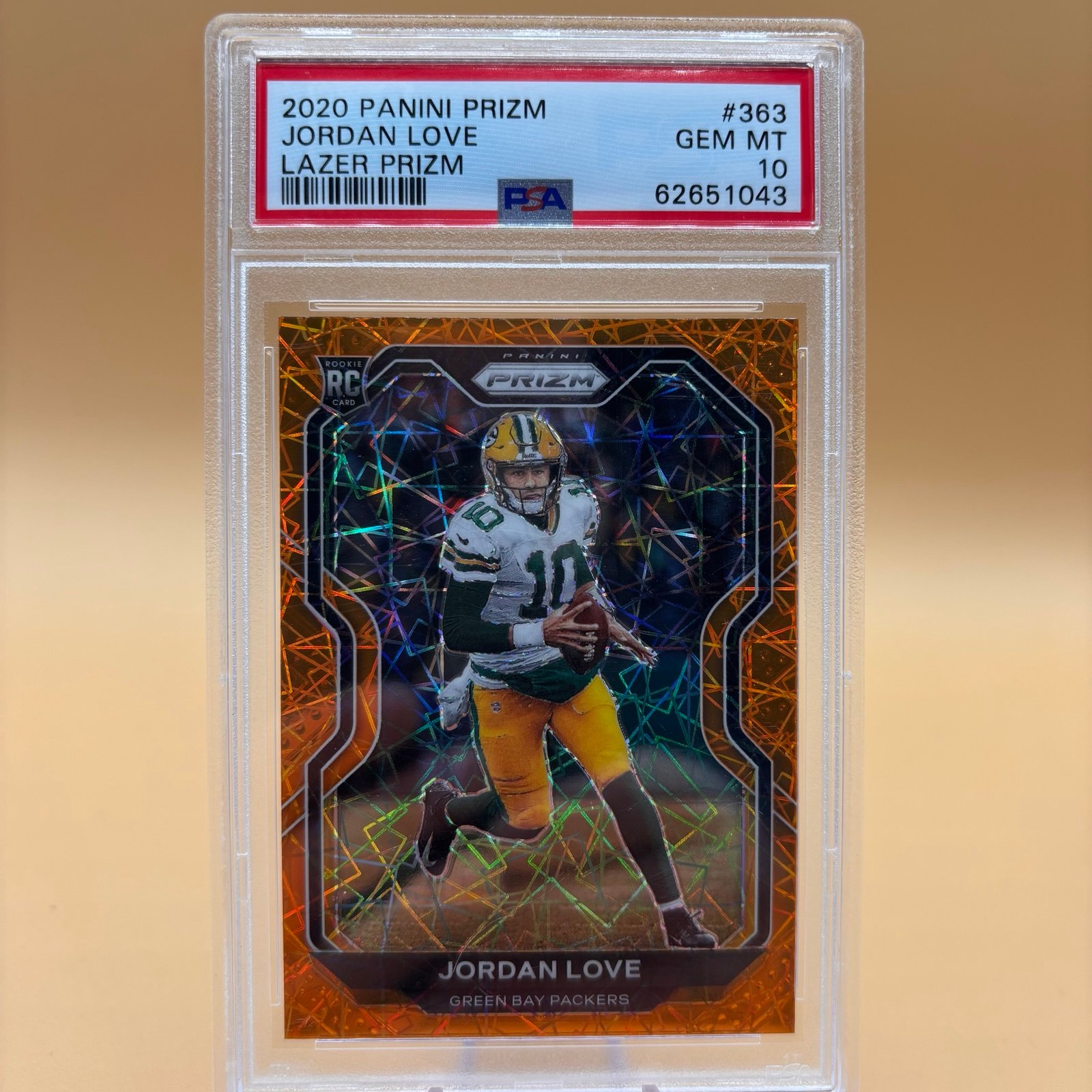 2020 Panini Prizm Jordan Love Orange Lazer Prizm PSA 10 Gem Mint #363 RC Rookie