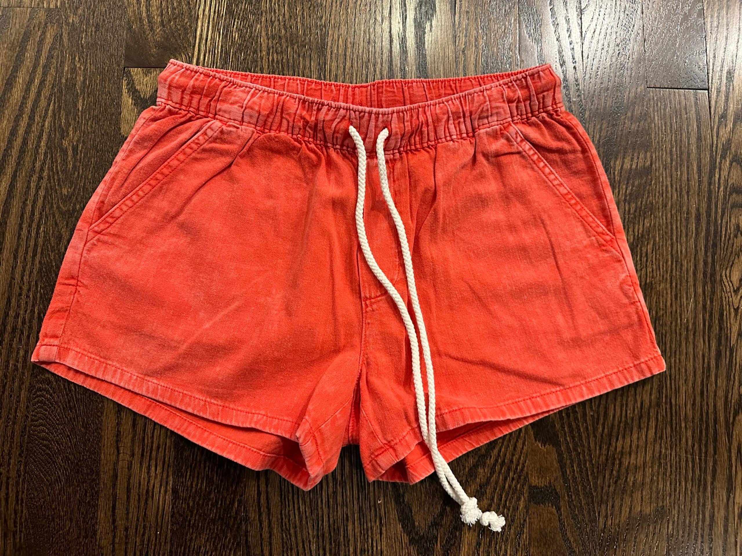 Aerie Womens Pull On Acid Wash Shorts with Drawstring