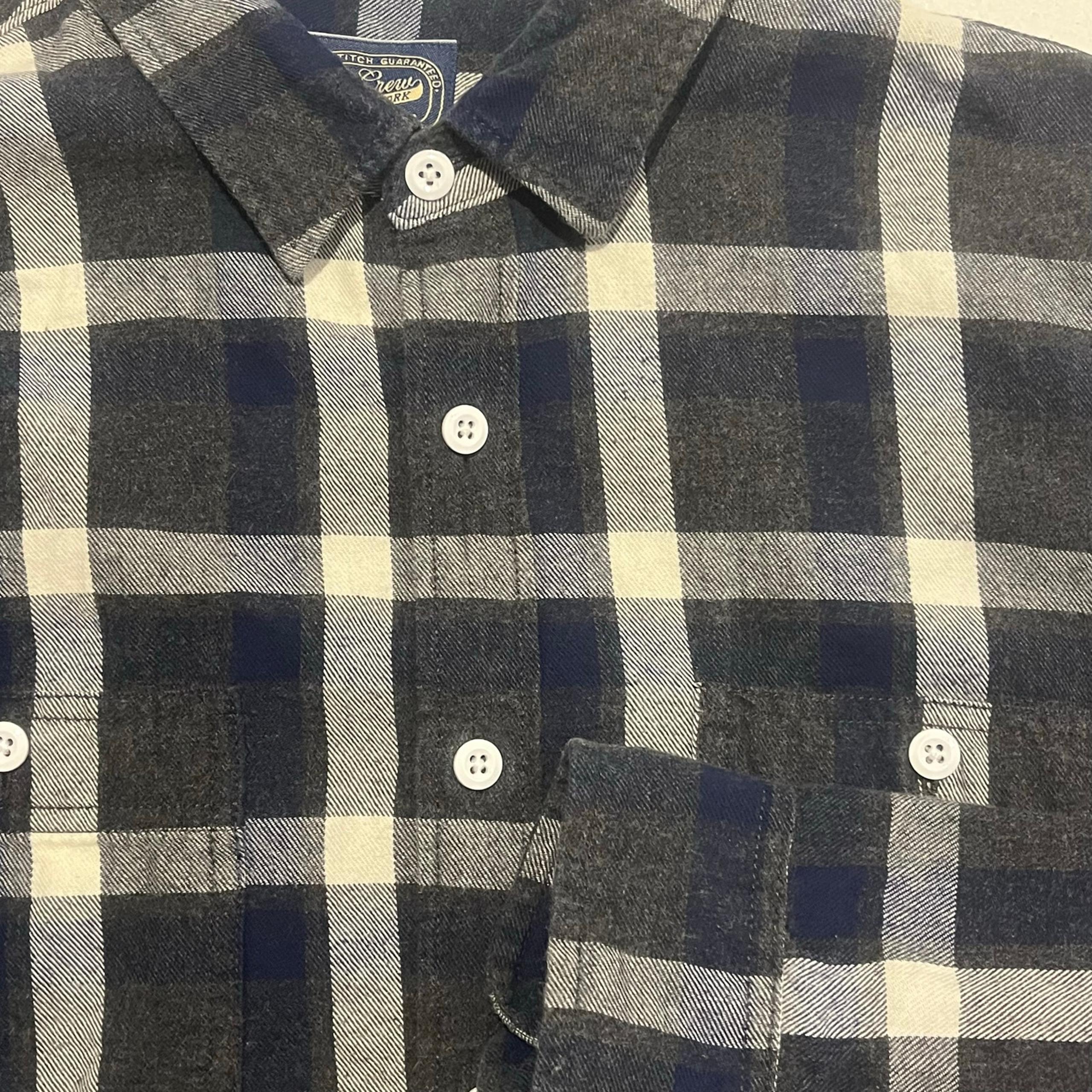 J Crew Flannel Shirt Men's Size Large Blue Gray Long Sleeve Casual Button Down