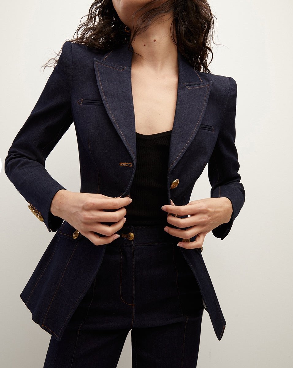NWOT VERONICA BEARD ANOKI DENIM DICKEY JACKET in Dark Oxford, US 6