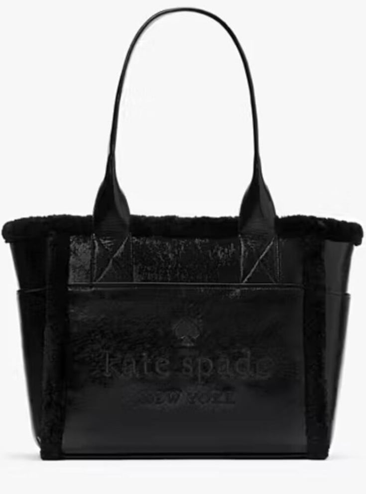 Kate spade black with black fur trim handbag/tote, Brand new, Beautiful!