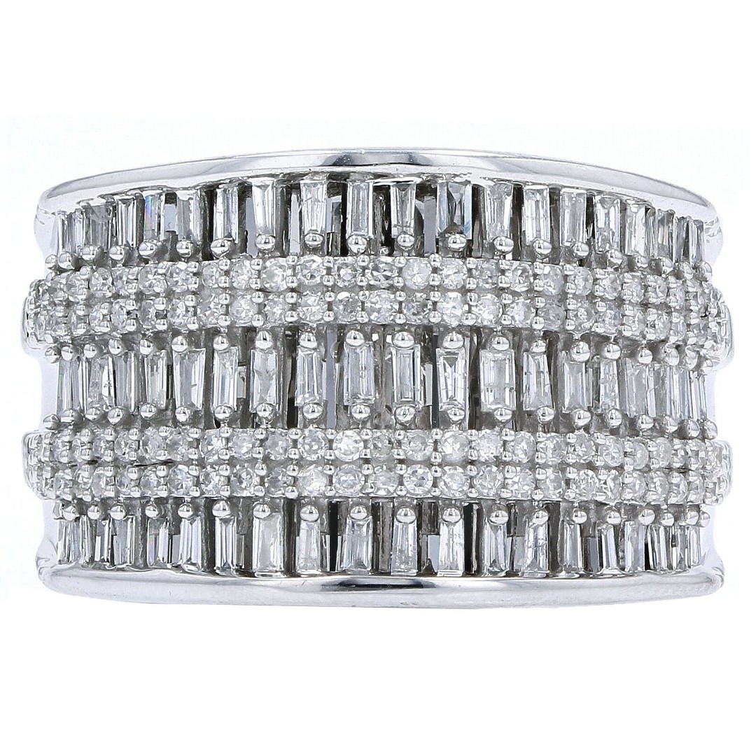 0.75 CT 10K White Gold Womens Natural Diamond Wide Diamond Ring Size 7