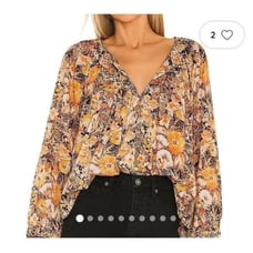 NWT We the Free Cool Meadow Printed Top Midnight size XS