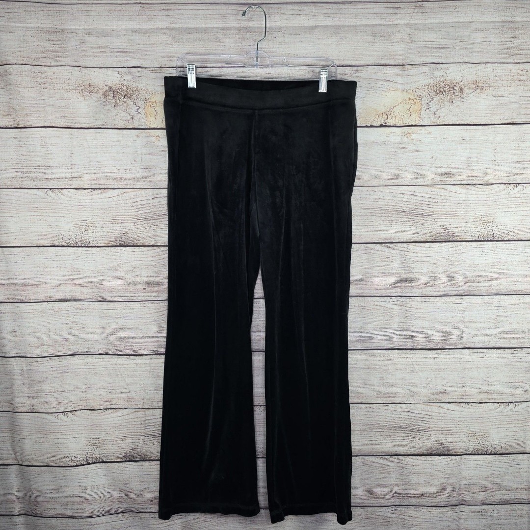 Juicy Couture Black OG Big Bling Velour Pull On Track Pant Large Y2K