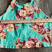 Vintage y2k Green Floral Open Back Adjustable Stretch Halter Tank Top New Large