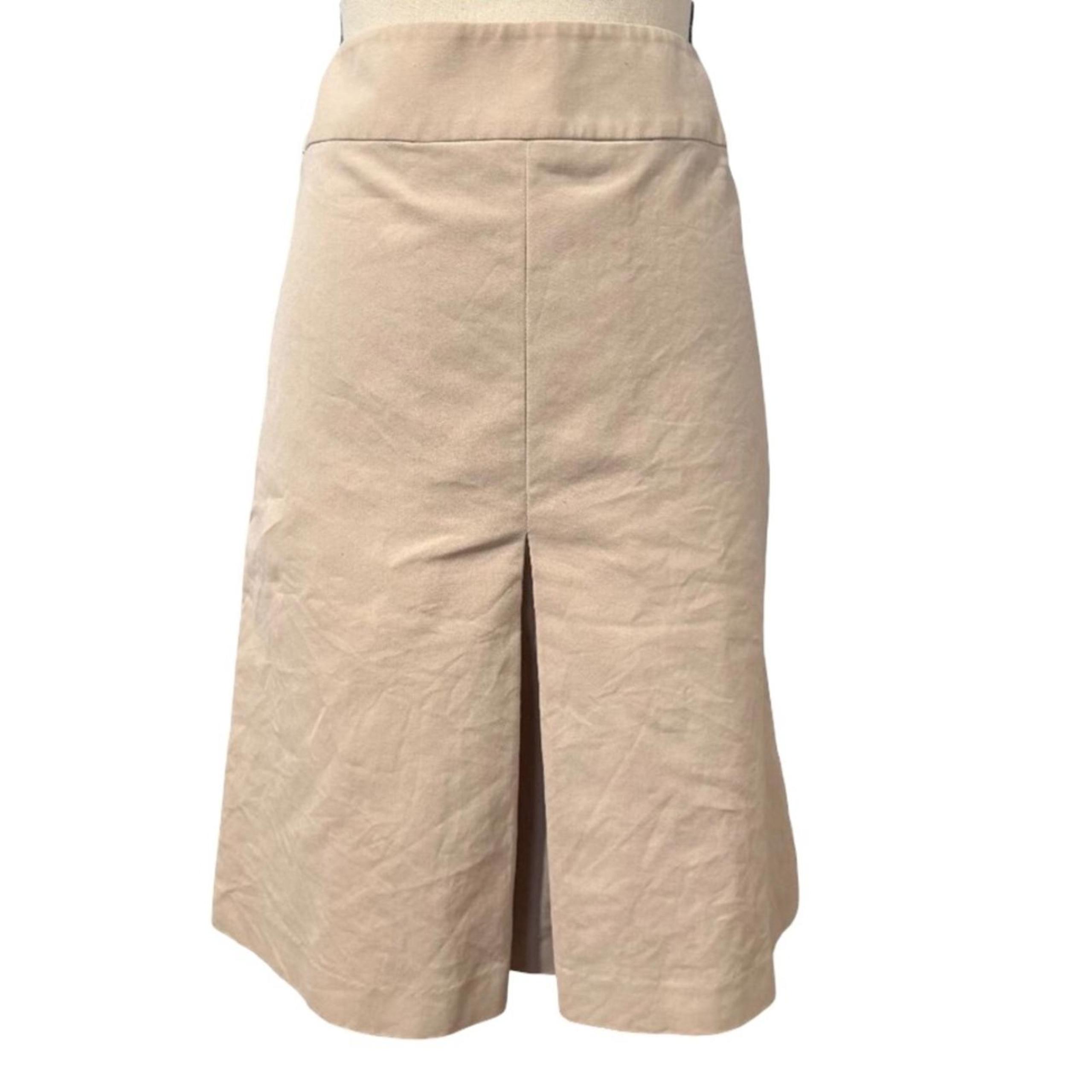 Banana Republic Khaki A-Line Skirt with Front Pleat & Back Zip Size 10
