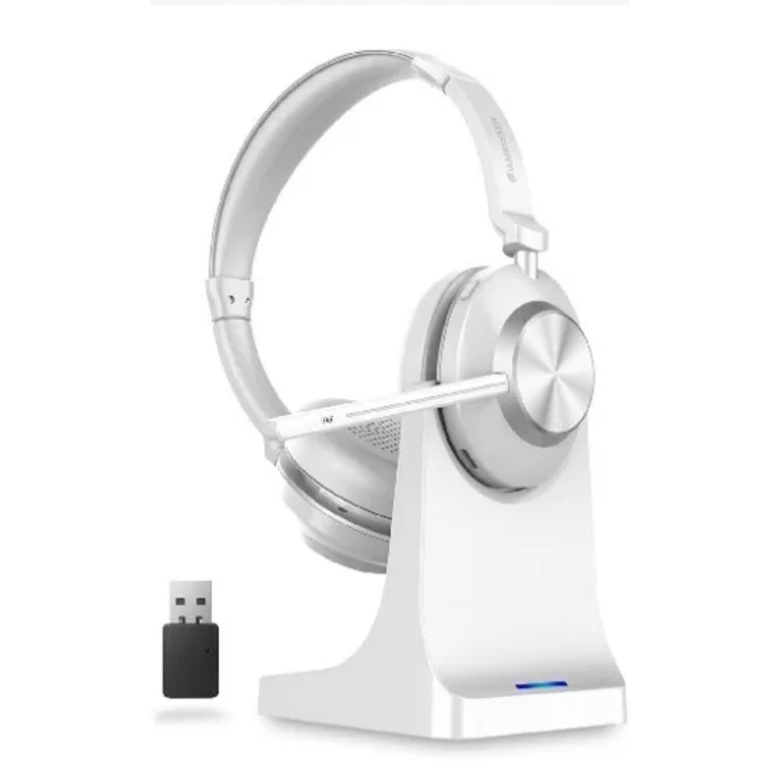 Wireless Headset, Bluetooth Headset with Microphone & Charging Dock 45 Hr Change