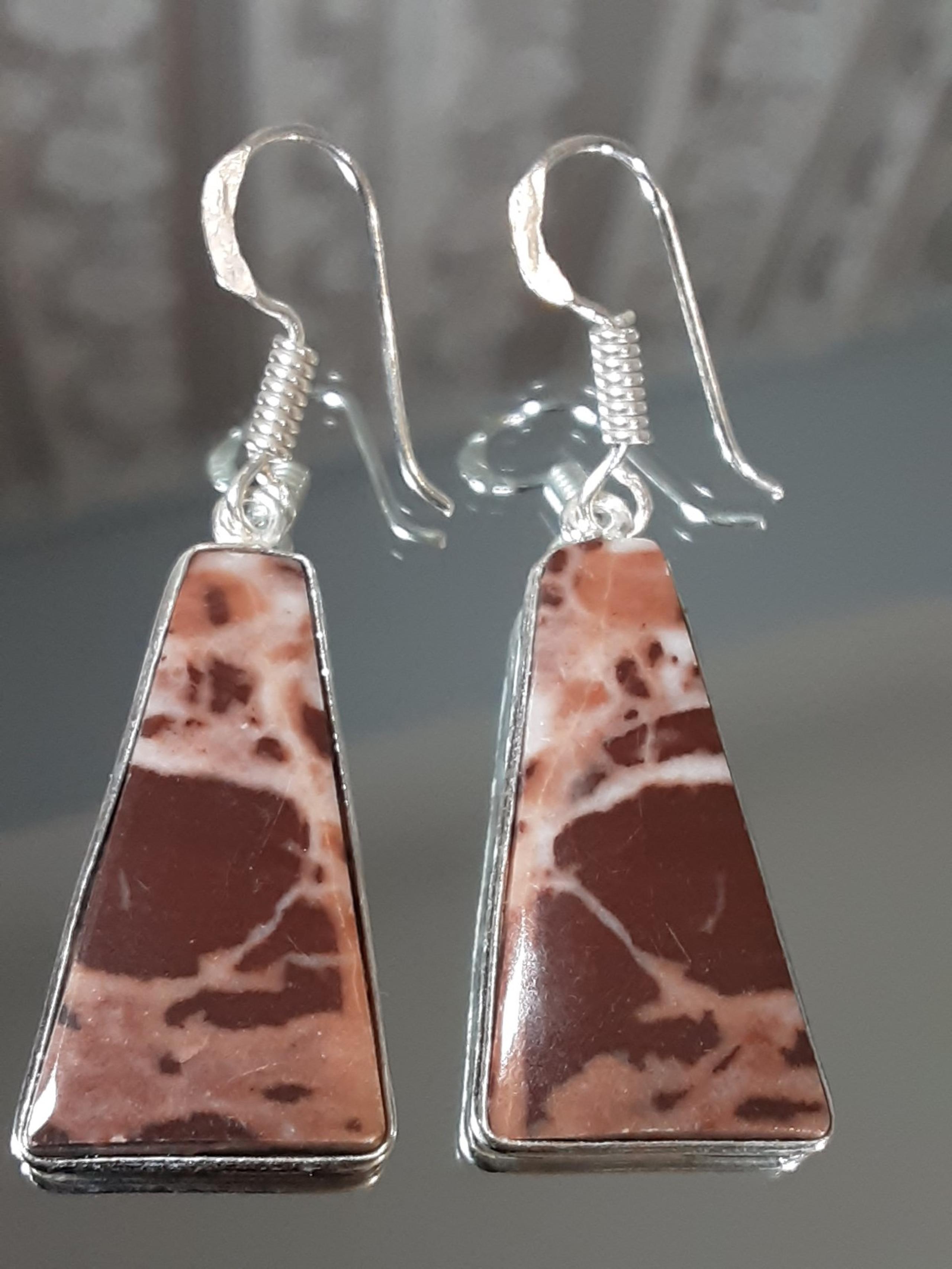Coconut Jasper Cabochon .925 Earrings "Persia"