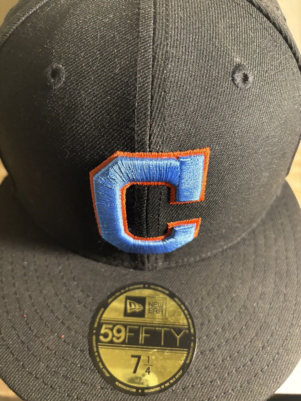 New Era Cleveland Indians C Logo Black Blue Uv Hat Club Size 7 1/4