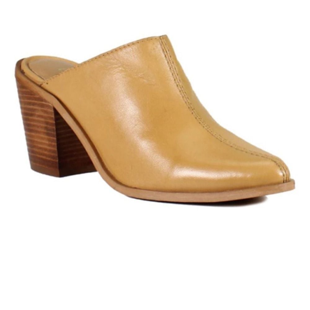Diba True No Velia Mules Slip-On Medium Toe Leather Upper 9 M Women Tan Color