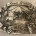 Vintage 1981 Metal Belt Buckle, Hood River, Oregon, Nice Western Style Design