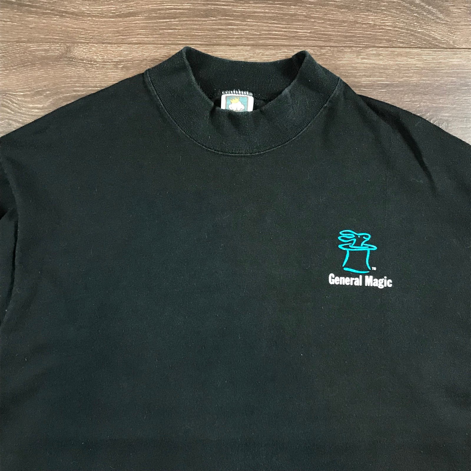 Cotton Deluxe General Magic Computer Software Program 90s Vintage Black Shirt L