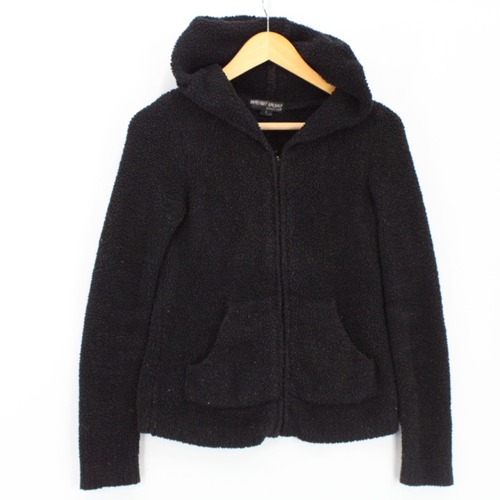 Barefoot Dreams Bamboo Chic Sherpa Hoodie Womens Black Soft Full Zip Small S