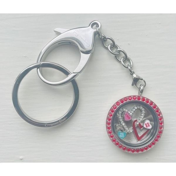 NEW Origami Owl Large Locket Key Chain & Charms Love