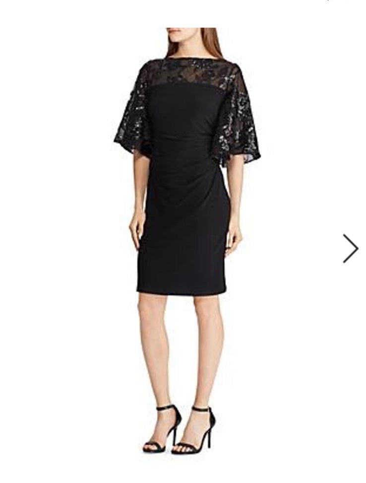 NWT Lauren Ralph Lauren butterfly sleeve black sequin formal party dress 6P