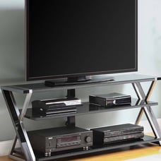 TV Stand with Tempered Glass Shelves