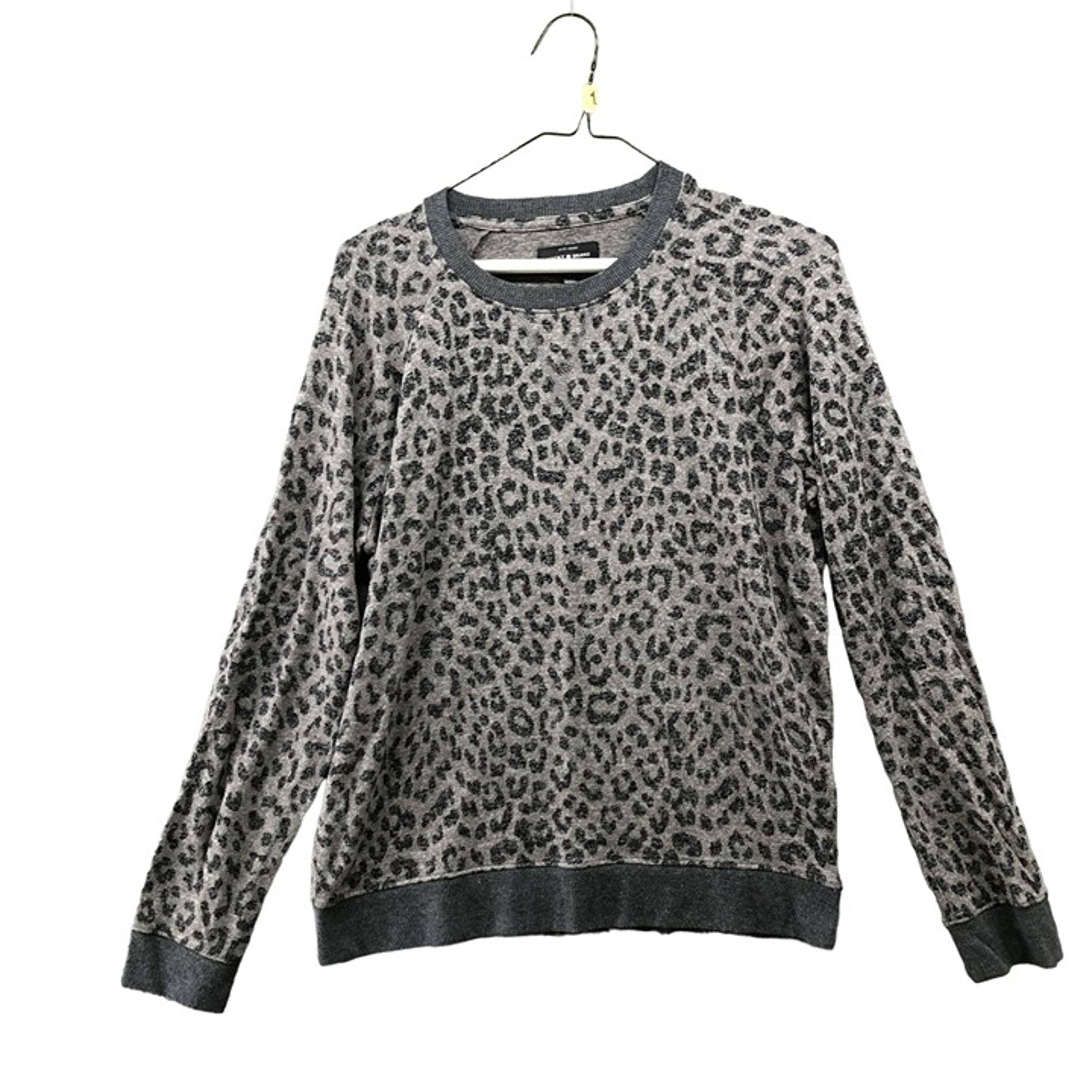 Lucky Brand Sweatshirt Womens M Leopard Print Crewneck Gray Pullover Stretchy