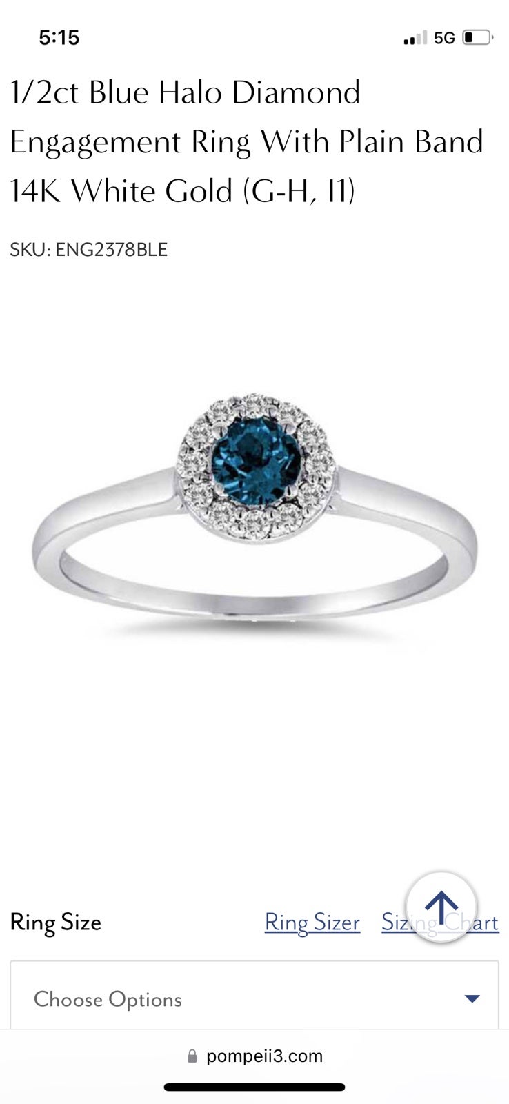 14k solid gold blue diamond engagement ring