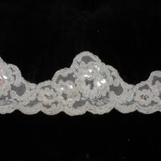 Vintage 1980's Heavily Beaded Alencon Lace trim