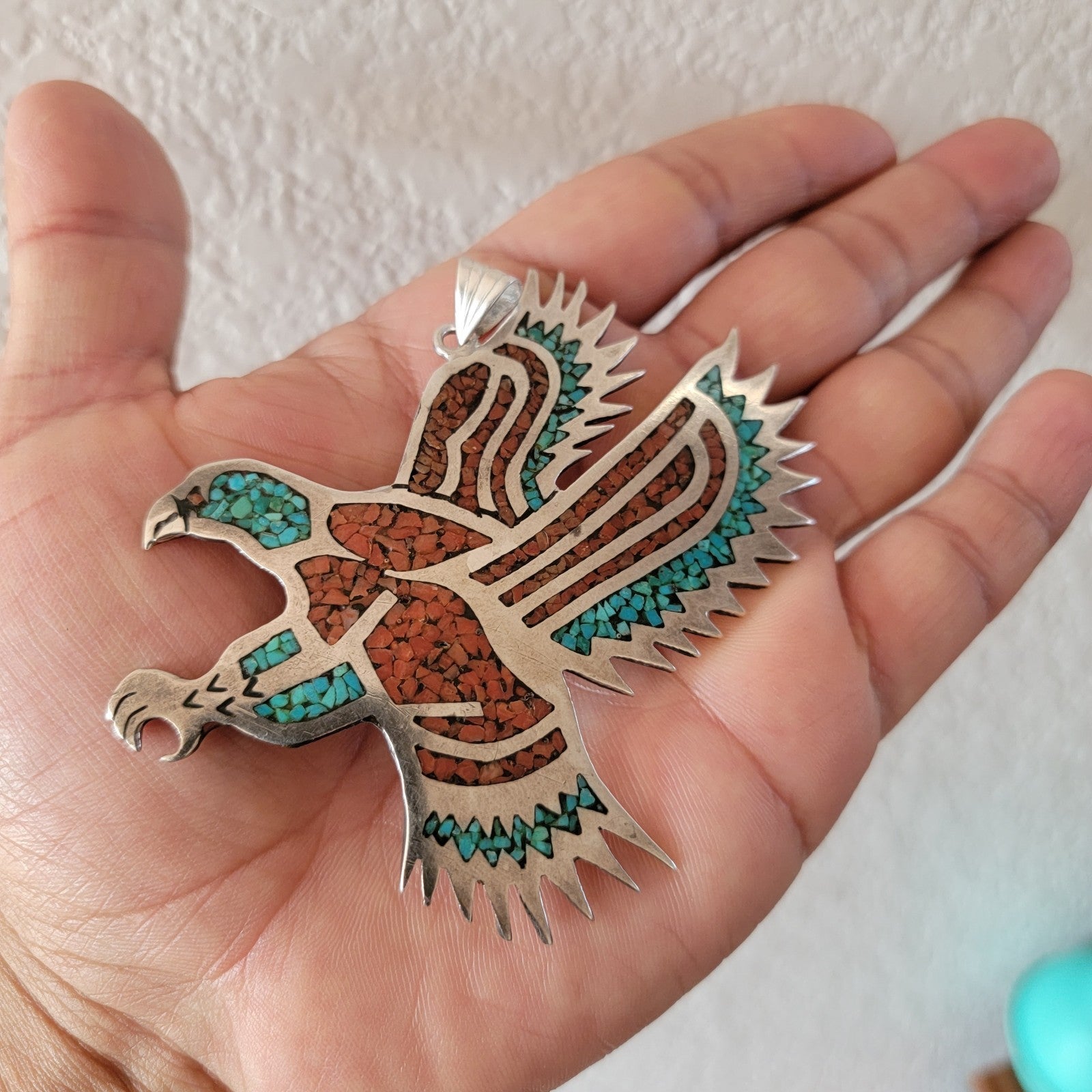 Vitage Native American Navajo Sterling Silver Eagle Pendant