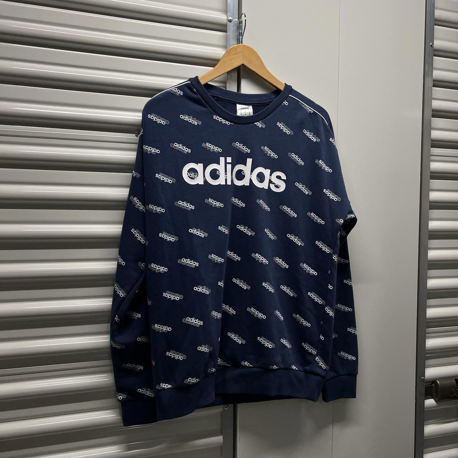 NWT Mens Adidas Sweater/Sweetshirt FM6021 Tech Indigo/White Size Medium- 55.00