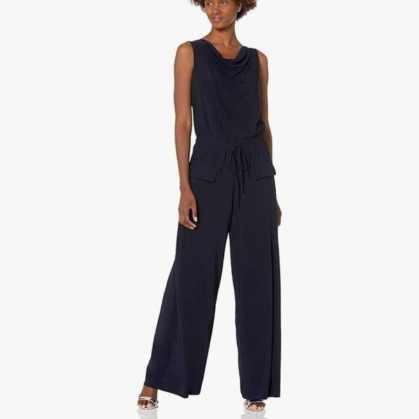 Vince Camuto Women's Sleeveless Cowl Neck Jumpsuit Navy Size S