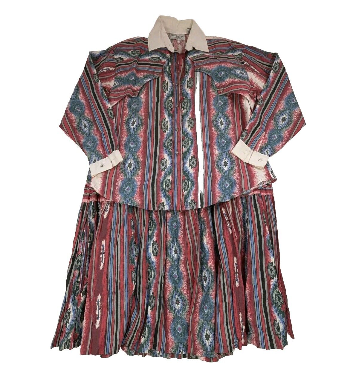 Women's Vtge Mine & Bills Outfitters Western Southwest Rodeo Skirt Set Sz L