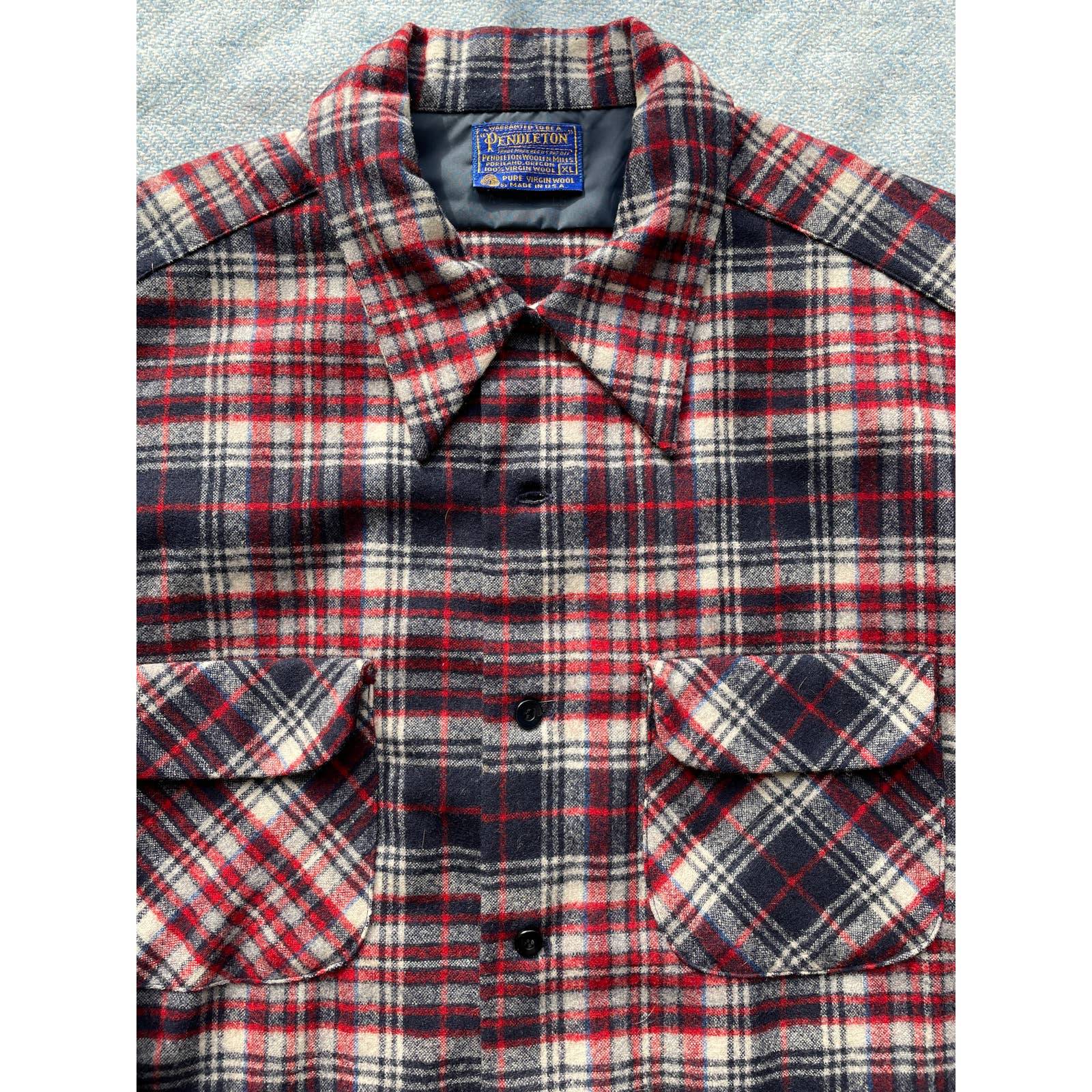 Vintage 1950s/60s Pendleton Loop Collar Wool Over Shirt Jacket L XL Rockabilly