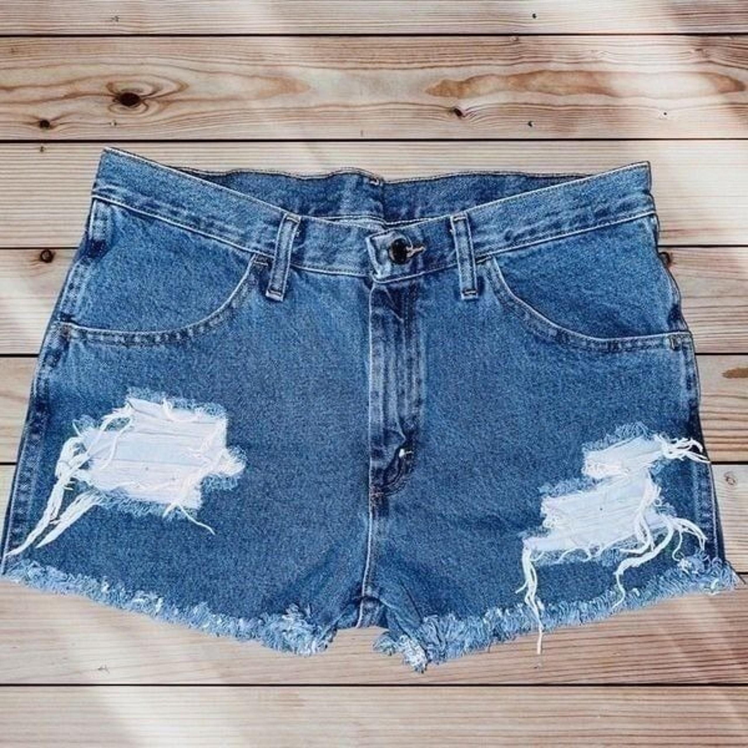 M1 Rustler cutoff jean shorts denim womens size 10 12 distressed