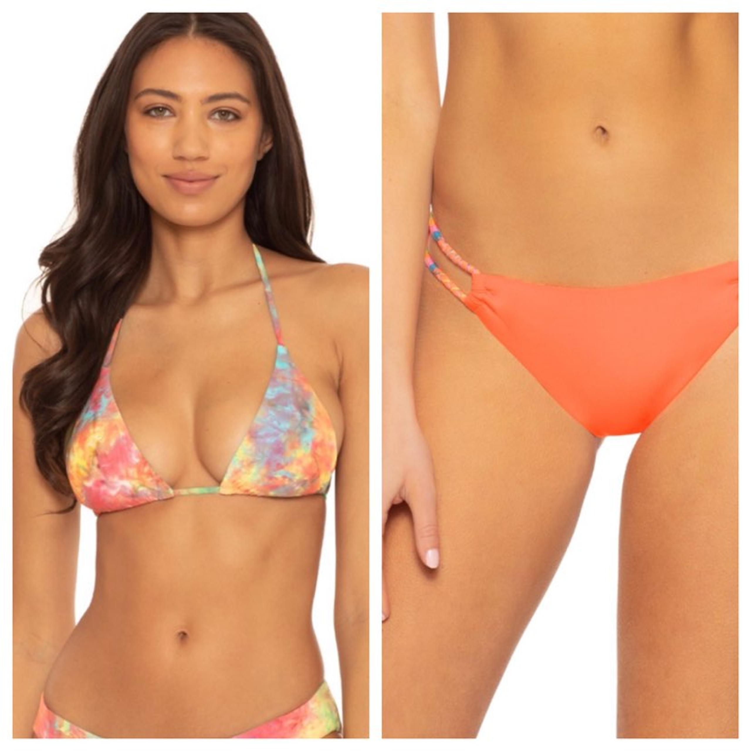 Nordstrom SOLUNA swim tie dye bikini top and Neon Loop Side Hipster Bottom $128