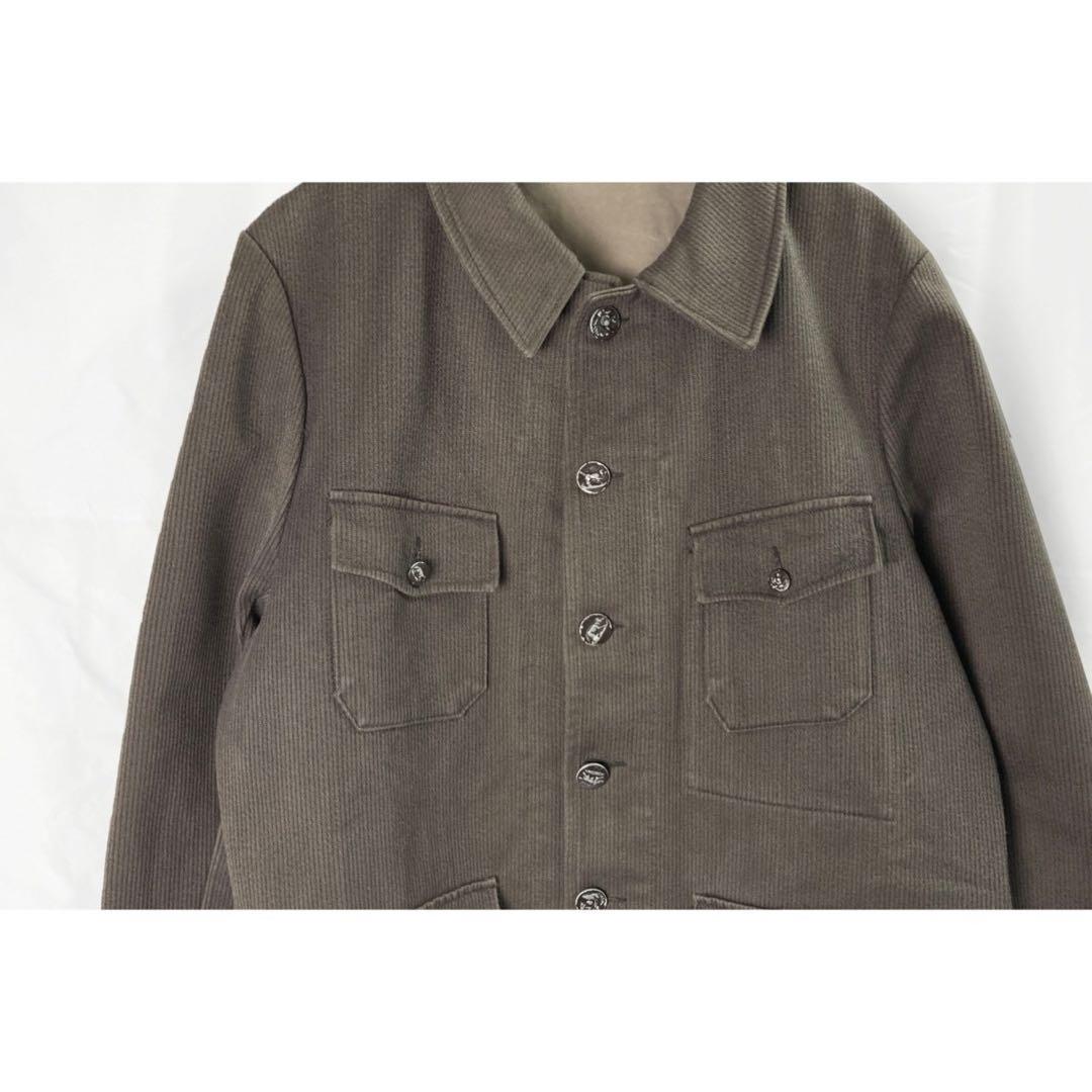 40's] French Vintage Gray Cotton Pique Hunting Jacket