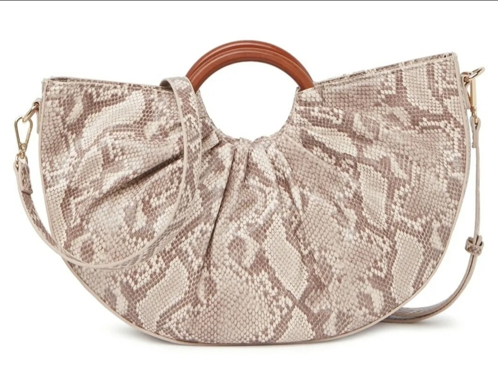 Urban Expression Vegan Leather Snake Print Moon Satchel In Nude NWT.
