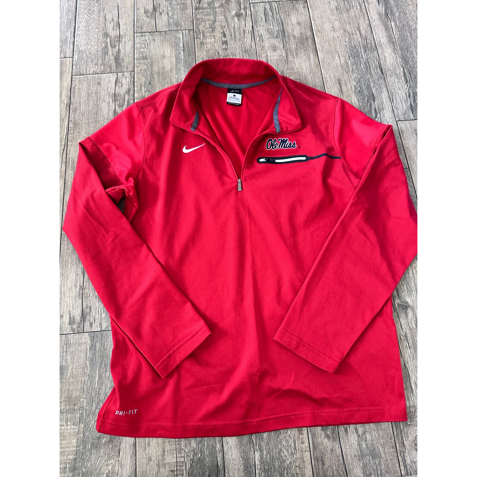 Nike Dri Fit Men's Red Ole Miss Rebels 1/4 Zip Pullover Sweatshirt Size Large