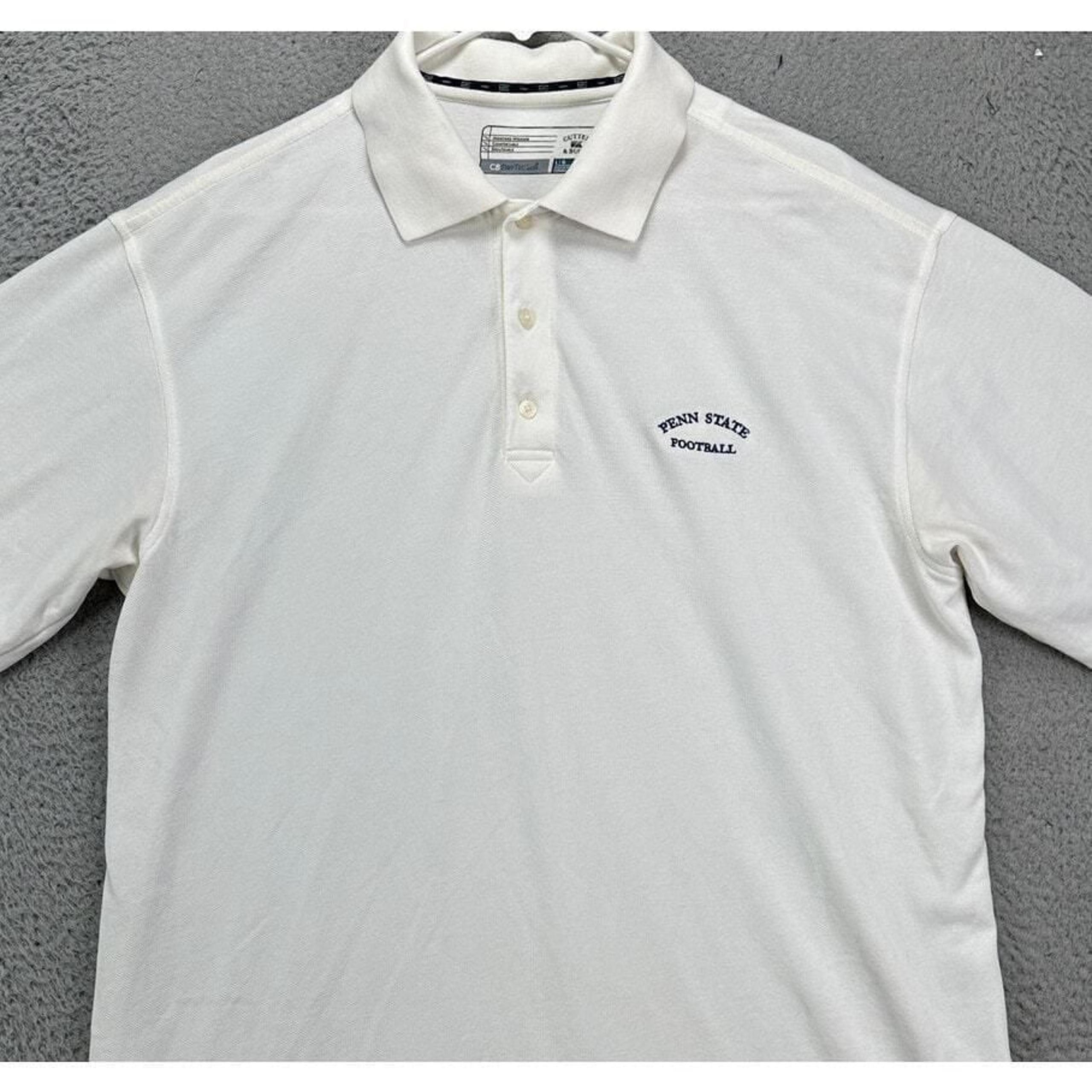 Penn State Shirt Adult Large Drytec White Football Polo Rugby Mens Cutter Buck