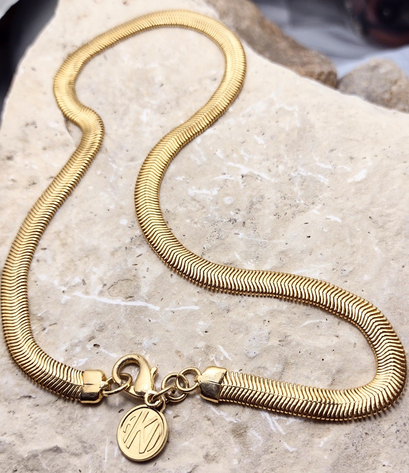 ANNE KLEIN VINTAGE Gold Plated Slinky Snake Chain Necklace Like New